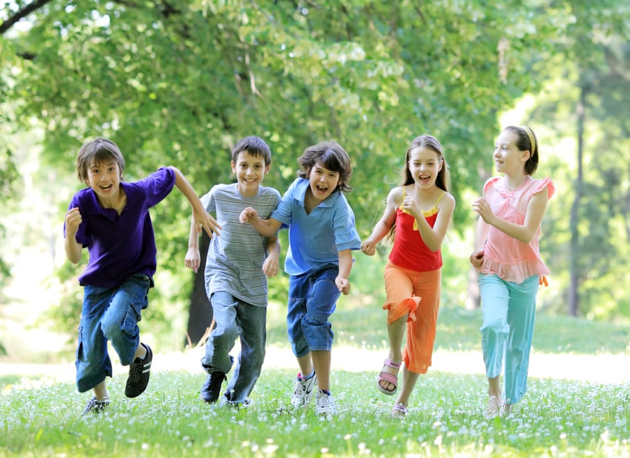 Children running outdoor.